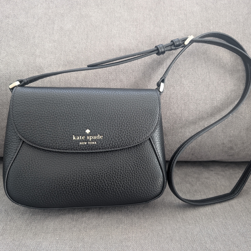 Kate Spade Monica Small Flap Black Leather Crossbody Bag